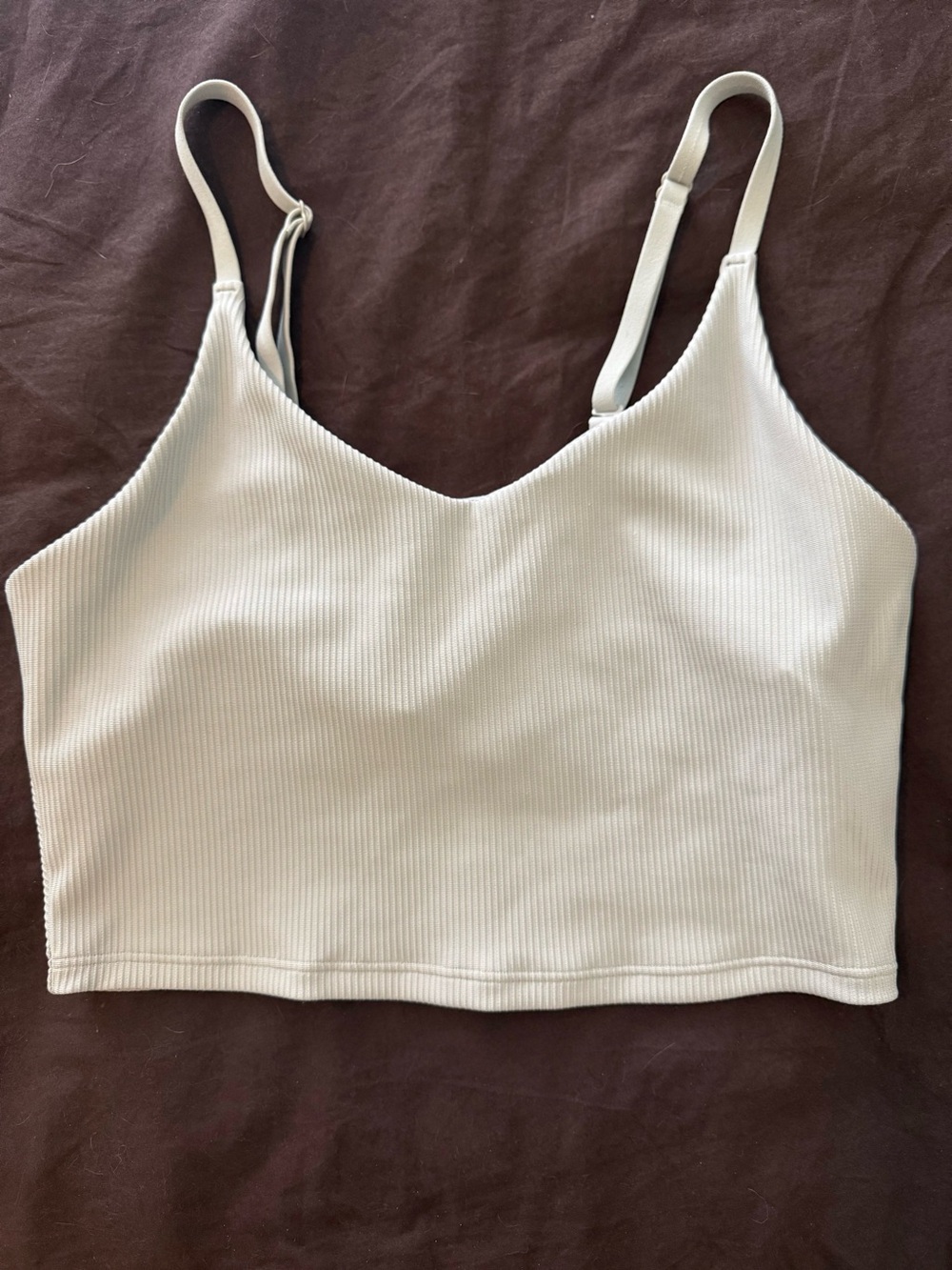 Athleta Ribbed Cropped Cream/Grey Tank Top